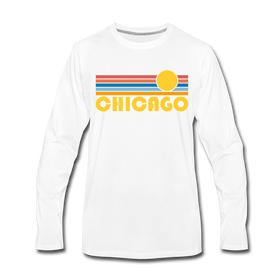 Chicago, Illinois Long Sleeve T-Shirt - Retro Sunrise Unisex Chicago Long Sleeve Shirt - white