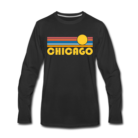 Chicago, Illinois Long Sleeve T-Shirt - Retro Sunrise Unisex Chicago Long Sleeve Shirt - black