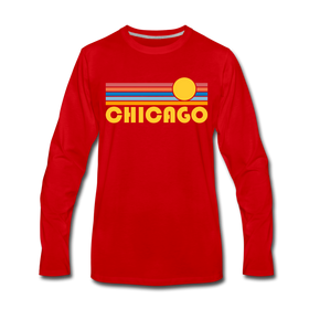 Chicago, Illinois Long Sleeve T-Shirt - Retro Sunrise Unisex Chicago Long Sleeve Shirt - red