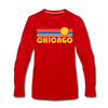 Chicago, Illinois Long Sleeve T-Shirt - Retro Sunrise Unisex Chicago Long Sleeve Shirt - red