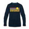 Chicago, Illinois Long Sleeve T-Shirt - Retro Sunrise Unisex Chicago Long Sleeve Shirt - deep navy
