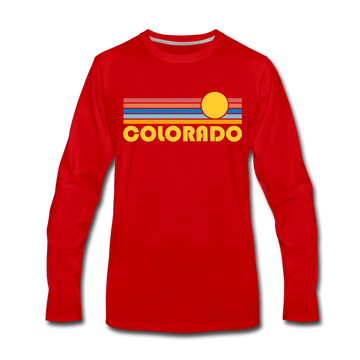 Colorado Long Sleeve T-Shirt - Retro Sunrise Unisex Colorado Long Sleeve Shirt - red