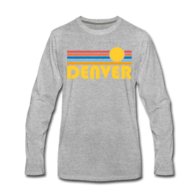 Denver, Colorado Long Sleeve T-Shirt - Retro Sunrise Unisex Denver Long Sleeve Shirt - heather gray