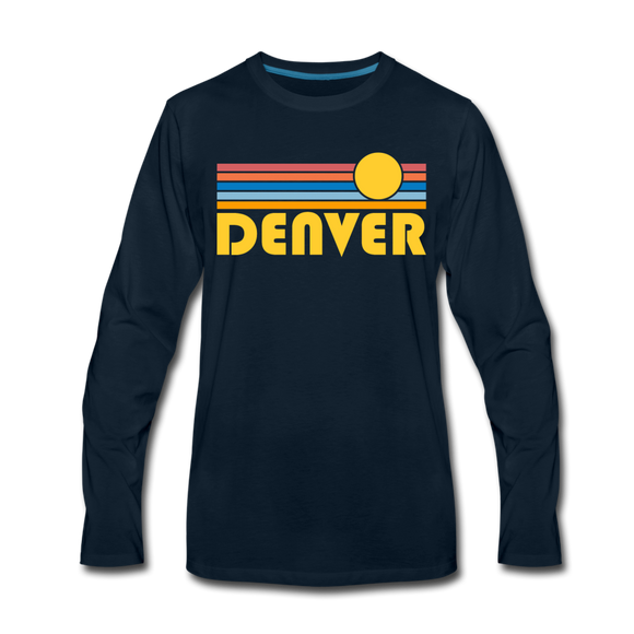 Denver, Colorado Long Sleeve T-Shirt - Retro Sunrise Unisex Denver Long Sleeve Shirt - deep navy