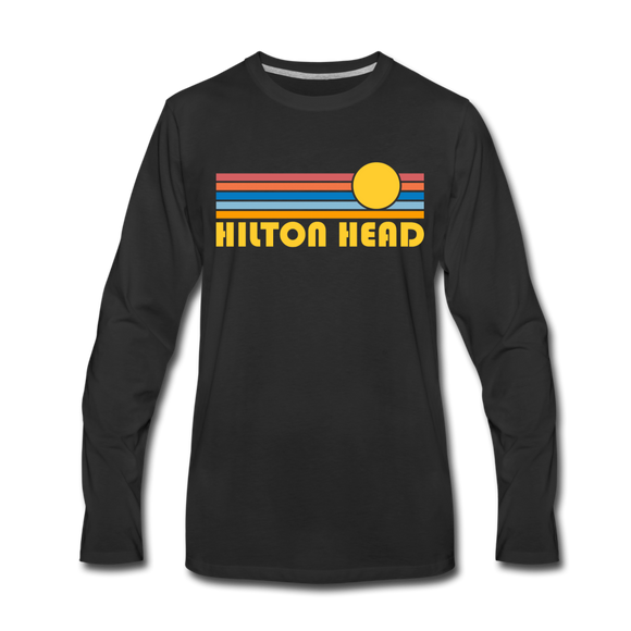 Hilton Head, South Carolina Long Sleeve T-Shirt - Retro Sunrise Unisex Hilton Head Long Sleeve Shirt - black