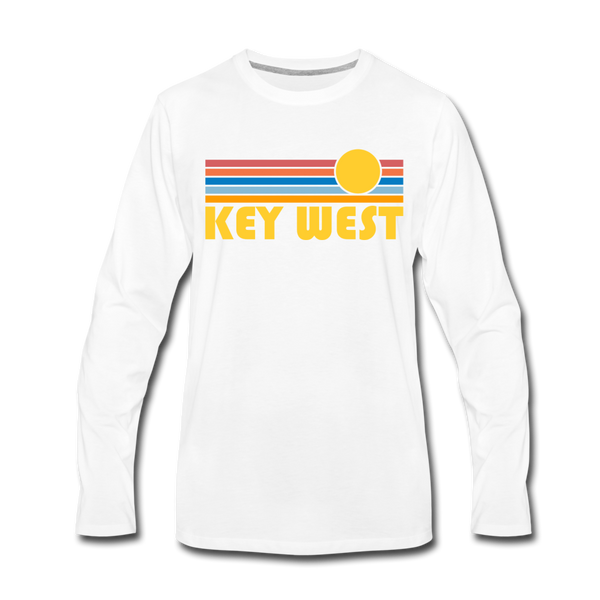 Key West, Florida Long Sleeve T-Shirt - Retro Sunrise Unisex Key West Long Sleeve Shirt - white