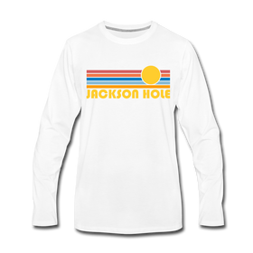 Jackson Hole, Wyoming Long Sleeve T-Shirt - Retro Sunrise Unisex Jackson Hole Long Sleeve Shirt - white