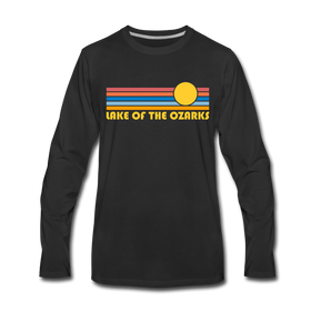 Lake of the Ozarks, Missouri Long Sleeve T-Shirt - Retro Sunrise Unisex Lake of the Ozarks Long Sleeve Shirt - black