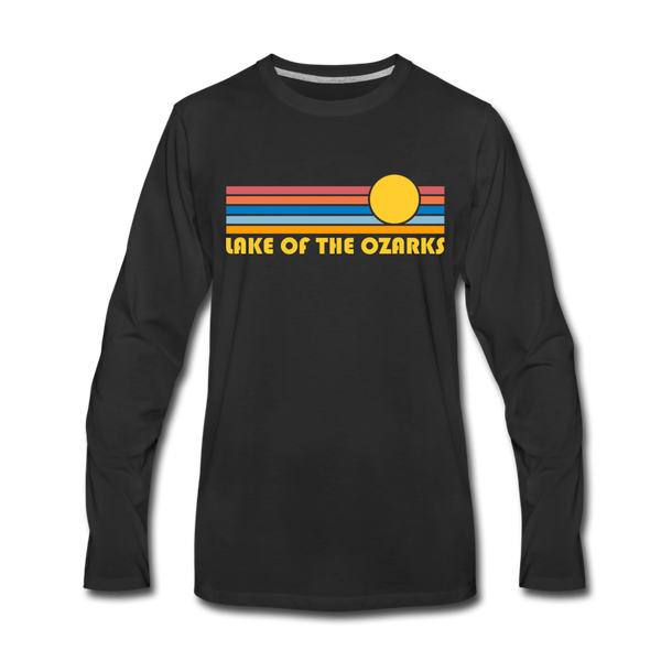 Lake of the Ozarks, Missouri Long Sleeve T-Shirt - Retro Sunrise Unisex Lake of the Ozarks Long Sleeve Shirt - black