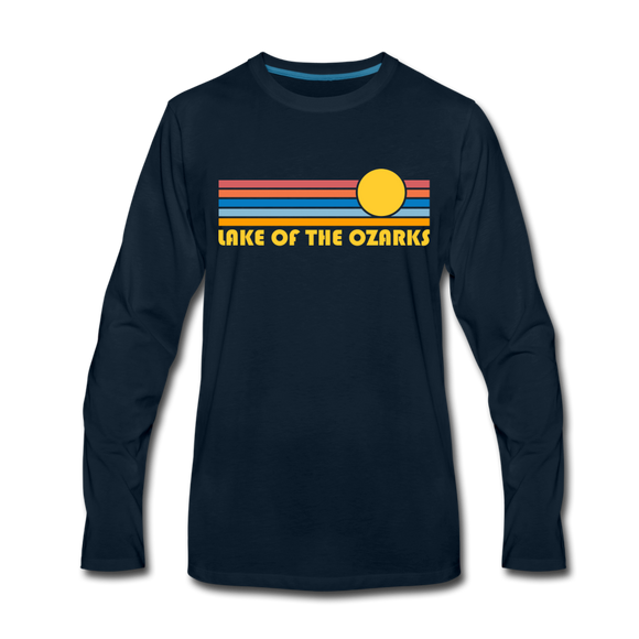 Lake of the Ozarks, Missouri Long Sleeve T-Shirt - Retro Sunrise Unisex Lake of the Ozarks Long Sleeve Shirt - deep navy
