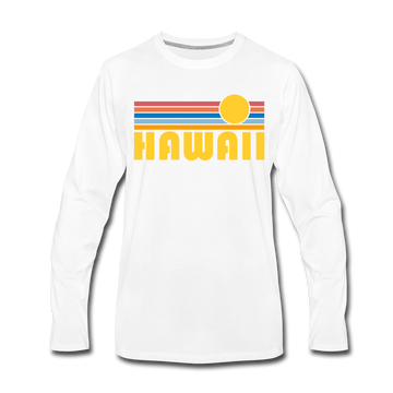 Hawaii Long Sleeve T-Shirt - Retro Sunrise Unisex Hawaii Long Sleeve Shirt - white