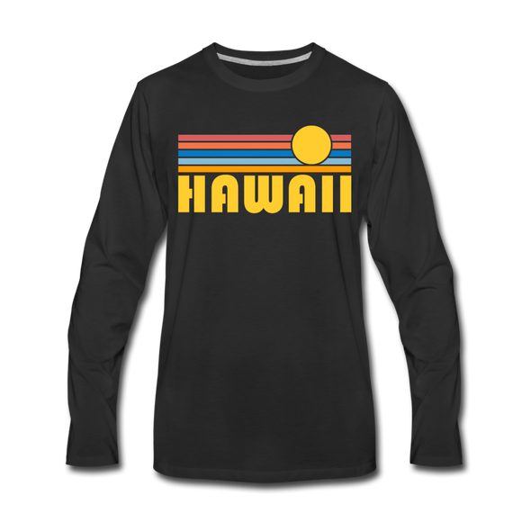 Hawaii Long Sleeve T-Shirt - Retro Sunrise Unisex Hawaii Long Sleeve Shirt - black