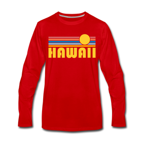 Hawaii Long Sleeve T-Shirt - Retro Sunrise Unisex Hawaii Long Sleeve Shirt - red