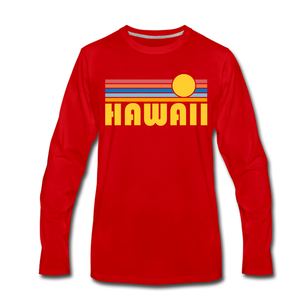 Hawaii Long Sleeve T-Shirt - Retro Sunrise Unisex Hawaii Long Sleeve Shirt - red
