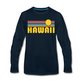 Hawaii Long Sleeve T-Shirt - Retro Sunrise Unisex Hawaii Long Sleeve Shirt - deep navy