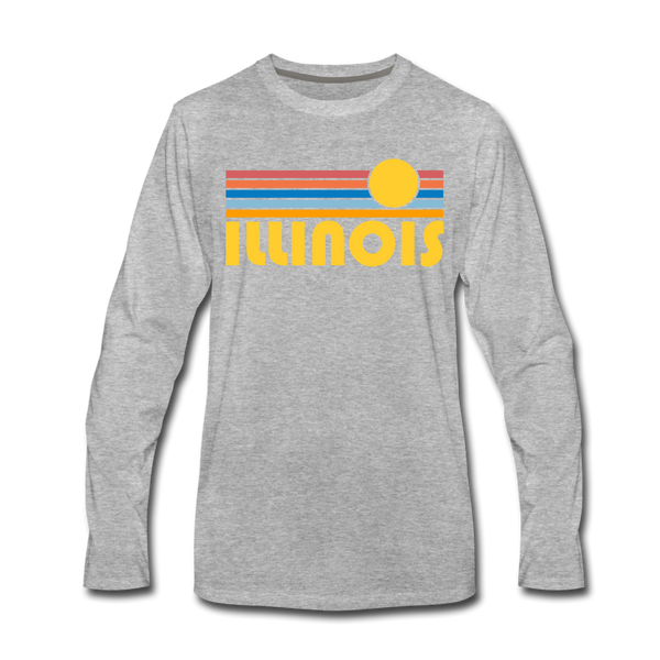Illinois Long Sleeve T-Shirt - Retro Sunrise Unisex Illinois Long Sleeve Shirt - heather gray