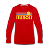 Illinois Long Sleeve T-Shirt - Retro Sunrise Unisex Illinois Long Sleeve Shirt - red