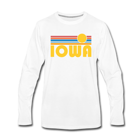 Iowa Long Sleeve T-Shirt - Retro Sunrise Unisex Iowa Long Sleeve Shirt - white