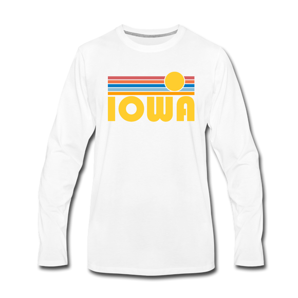 Iowa Long Sleeve T-Shirt - Retro Sunrise Unisex Iowa Long Sleeve Shirt - white