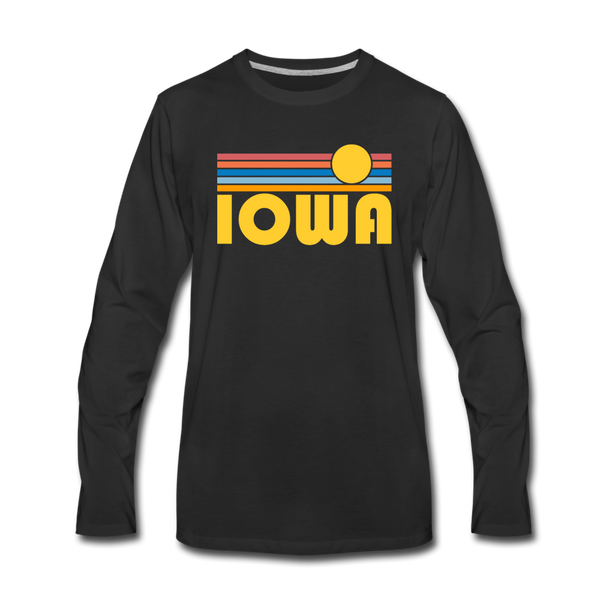 Iowa Long Sleeve T-Shirt - Retro Sunrise Unisex Iowa Long Sleeve Shirt - black