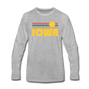 Iowa Long Sleeve T-Shirt - Retro Sunrise Unisex Iowa Long Sleeve Shirt - heather gray