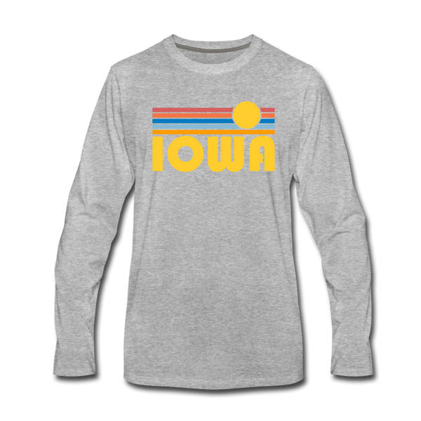 Iowa Long Sleeve T-Shirt - Retro Sunrise Unisex Iowa Long Sleeve Shirt - heather gray