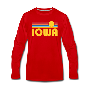 Iowa Long Sleeve T-Shirt - Retro Sunrise Unisex Iowa Long Sleeve Shirt - red