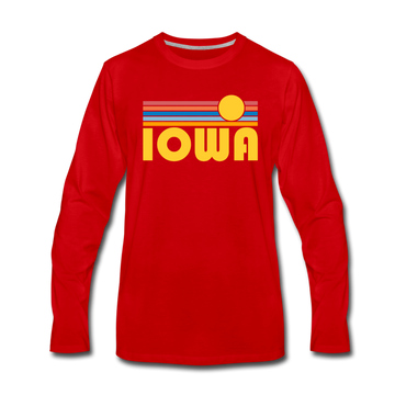 Iowa Long Sleeve T-Shirt - Retro Sunrise Unisex Iowa Long Sleeve Shirt - red