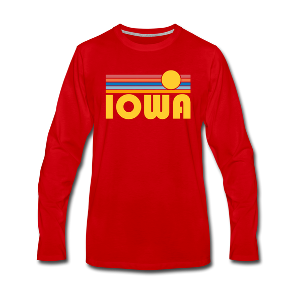 Iowa Long Sleeve T-Shirt - Retro Sunrise Unisex Iowa Long Sleeve Shirt - red