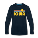 Iowa Long Sleeve T-Shirt - Retro Sunrise Unisex Iowa Long Sleeve Shirt - deep navy