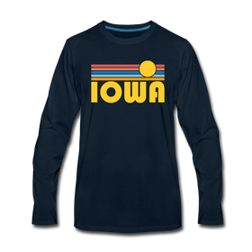 Iowa Long Sleeve T-Shirt - Retro Sunrise Unisex Iowa Long Sleeve Shirt - deep navy