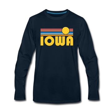 Iowa Long Sleeve T-Shirt - Retro Sunrise Unisex Iowa Long Sleeve Shirt - deep navy