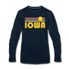 Iowa Long Sleeve T-Shirt - Retro Sunrise Unisex Iowa Long Sleeve Shirt - deep navy