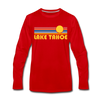 Lake Tahoe, California Long Sleeve T-Shirt - Retro Sunrise Unisex Lake Tahoe Long Sleeve Shirt - red