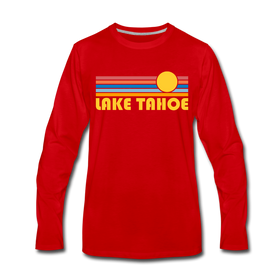 Lake Tahoe, California Long Sleeve T-Shirt - Retro Sunrise Unisex Lake Tahoe Long Sleeve Shirt - red
