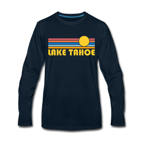 Lake Tahoe, California Long Sleeve T-Shirt - Retro Sunrise Unisex Lake Tahoe Long Sleeve Shirt - deep navy