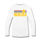 Maine Long Sleeve T-Shirt - Retro Sunrise Unisex Maine Long Sleeve Shirt - white