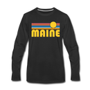Maine Long Sleeve T-Shirt - Retro Sunrise Unisex Maine Long Sleeve Shirt - black