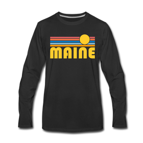 Maine Long Sleeve T-Shirt - Retro Sunrise Unisex Maine Long Sleeve Shirt - black