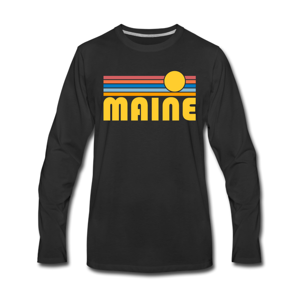 Maine Long Sleeve T-Shirt - Retro Sunrise Unisex Maine Long Sleeve Shirt - black