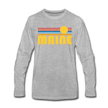 Maine Long Sleeve T-Shirt - Retro Sunrise Unisex Maine Long Sleeve Shirt - heather gray