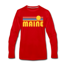 Maine Long Sleeve T-Shirt - Retro Sunrise Unisex Maine Long Sleeve Shirt - red