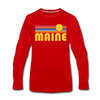 Maine Long Sleeve T-Shirt - Retro Sunrise Unisex Maine Long Sleeve Shirt - red