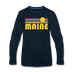 Maine Long Sleeve T-Shirt - Retro Sunrise Unisex Maine Long Sleeve Shirt - deep navy