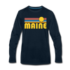 Maine Long Sleeve T-Shirt - Retro Sunrise Unisex Maine Long Sleeve Shirt - deep navy