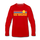 Los Angeles, California Long Sleeve T-Shirt - Retro Sunrise Unisex Los Angeles Long Sleeve Shirt - red