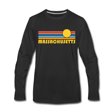 Massachusetts Long Sleeve T-Shirt - Retro Sunrise Unisex Massachusetts Long Sleeve Shirt - black