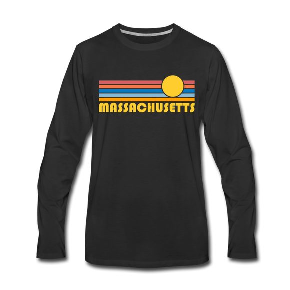 Massachusetts Long Sleeve T-Shirt - Retro Sunrise Unisex Massachusetts Long Sleeve Shirt - black
