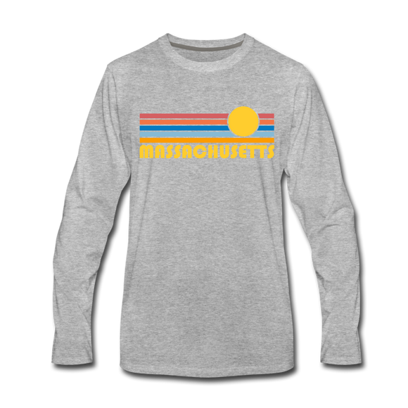 Massachusetts Long Sleeve T-Shirt - Retro Sunrise Unisex Massachusetts Long Sleeve Shirt - heather gray