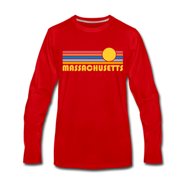 Massachusetts Long Sleeve T-Shirt - Retro Sunrise Unisex Massachusetts Long Sleeve Shirt - red